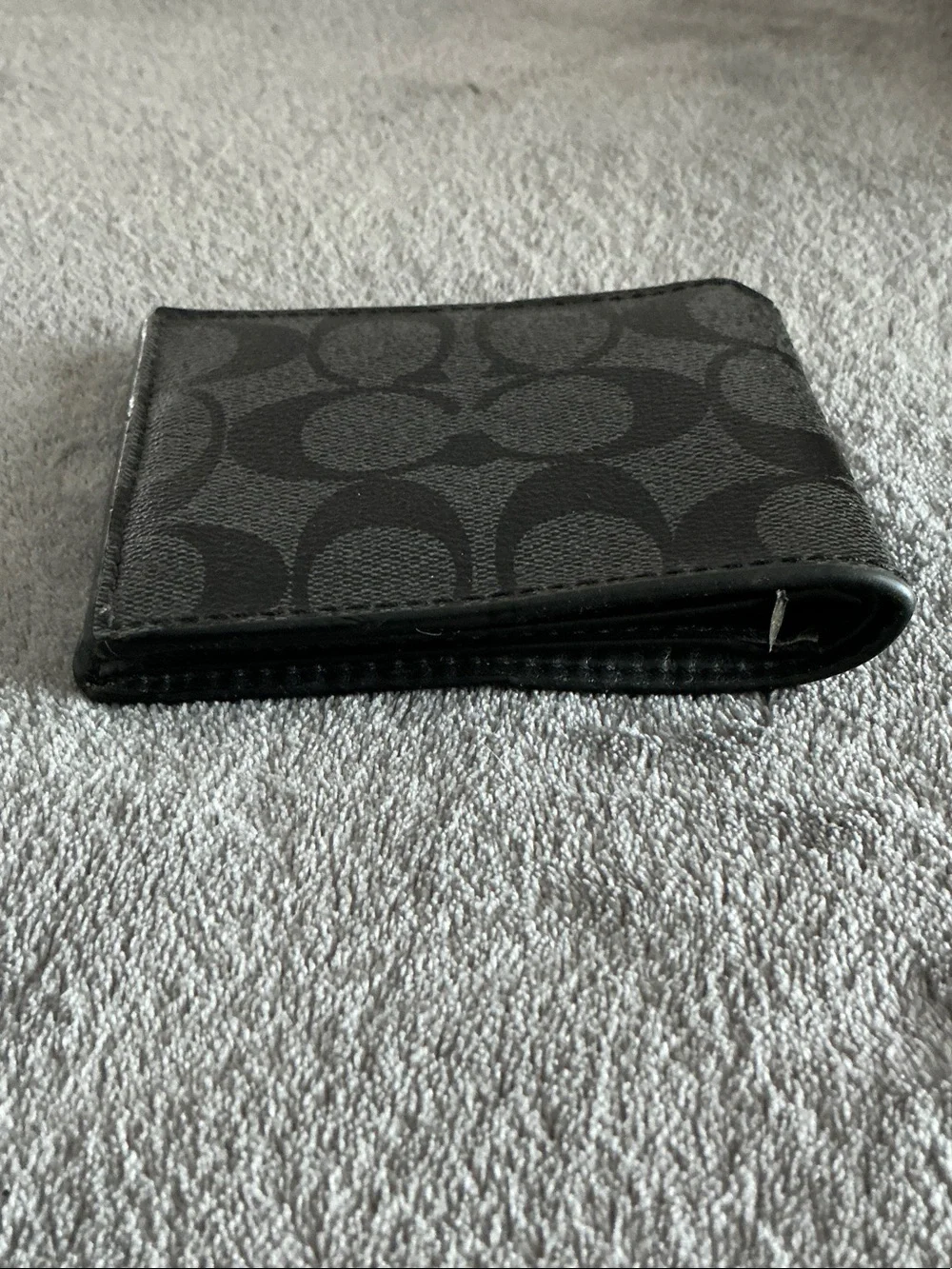 Men's Coach Black Monogram Bi-Fold Wallet, Black